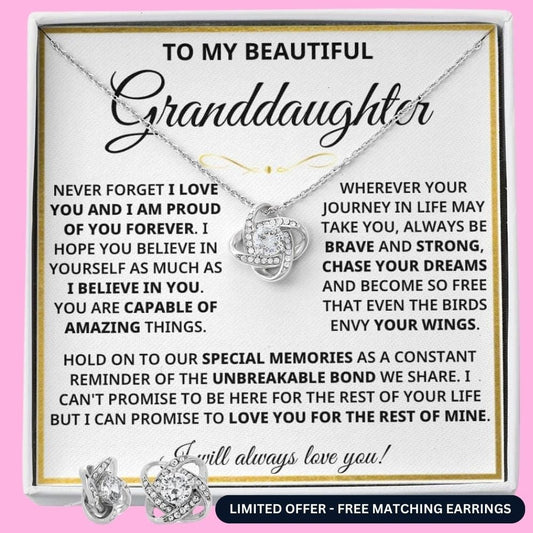 Granddaughter - Special Memories Eternal Knot Necklace (FREE EARRINGS)