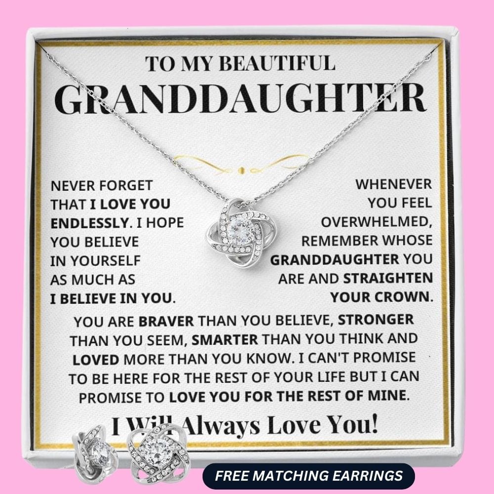 Granddaughter - Always Love You Eternal Knot Necklace (w/FREE EARRINGS)