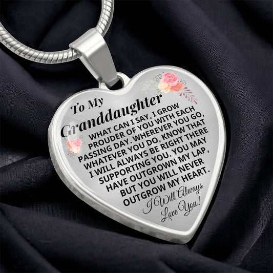 Granddaughter - Never Outgrow My Heart - Keepsake Necklace (FREE Shipping)