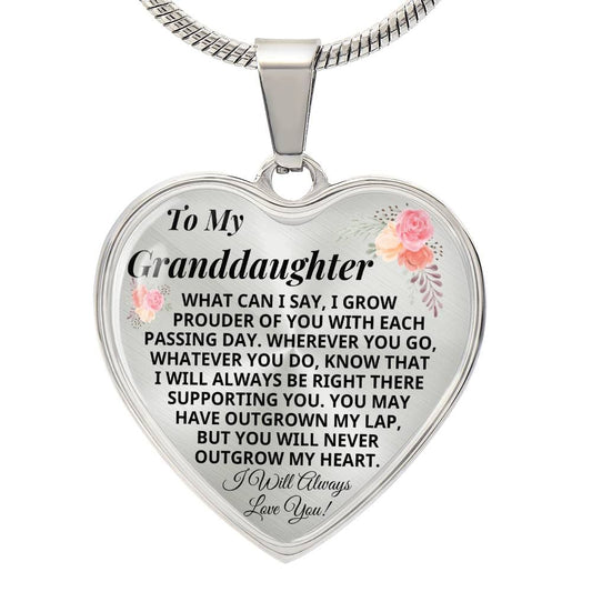 Granddaughter - Never Outgrow My Heart - Keepsake Necklace