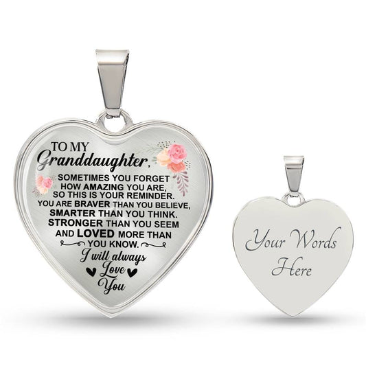 Granddaughter - You Are Amazing - Heart Keepsake Pendant (FREE SHIPPING)