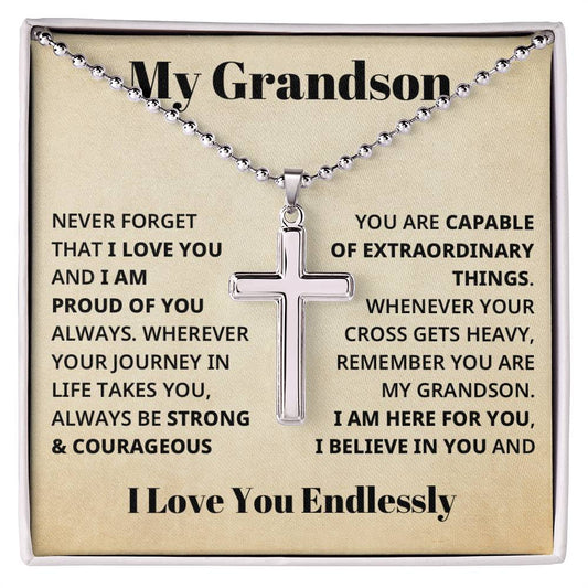 My Grandson - Love You Endlessly Cross Necklace (FREE SHIPPING)