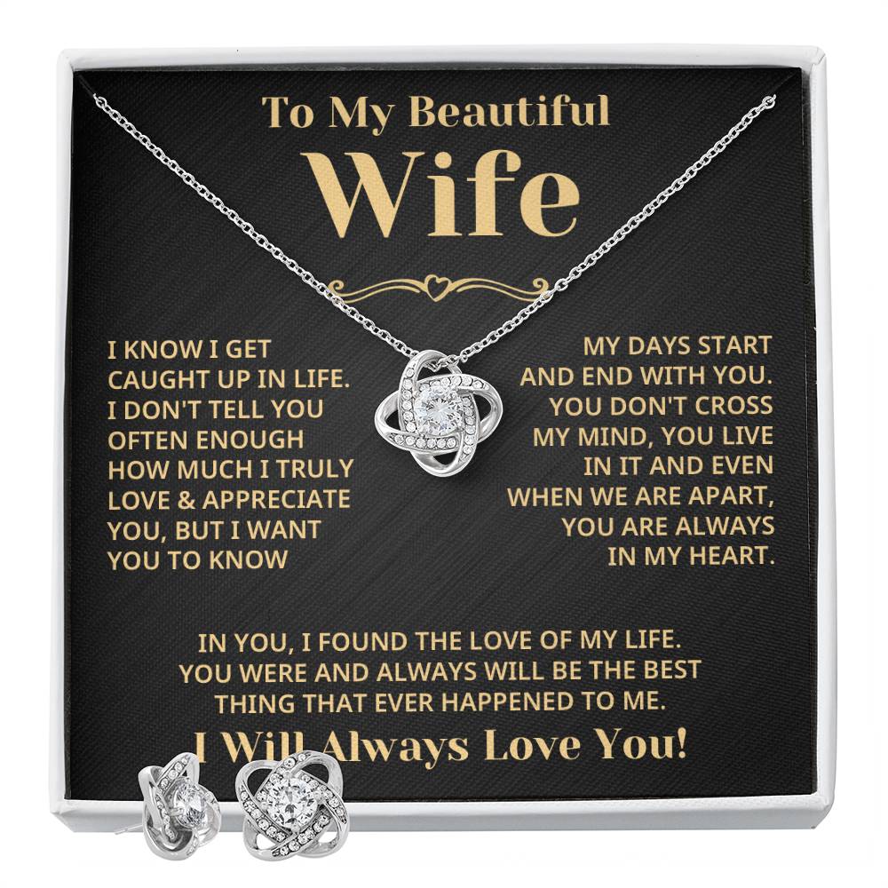 Wife - Love Of My Life Eternal Love Necklace Earring Set