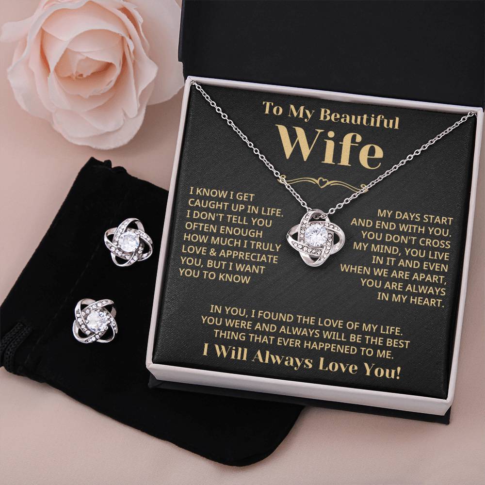 Wife - Love Of My Life Eternal Love Necklace Earring Set