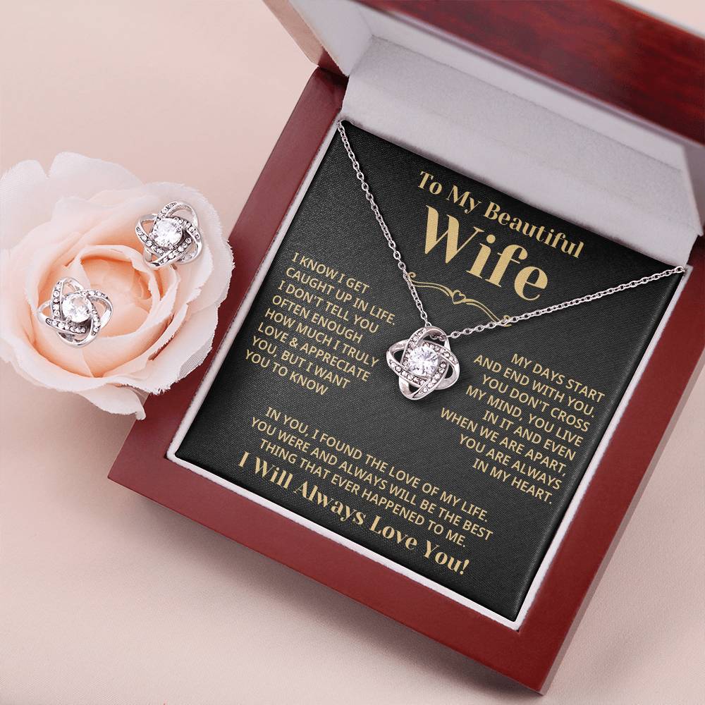 Wife - Love Of My Life Eternal Love Necklace Earring Set