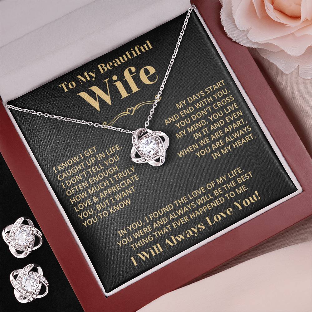 Wife - Love Of My Life Eternal Love Necklace Earring Set