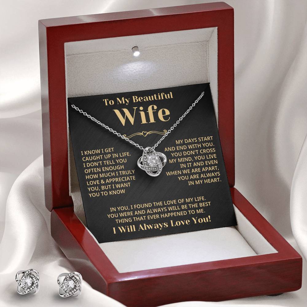 Wife - Love Of My Life Eternal Love Necklace Earring Set