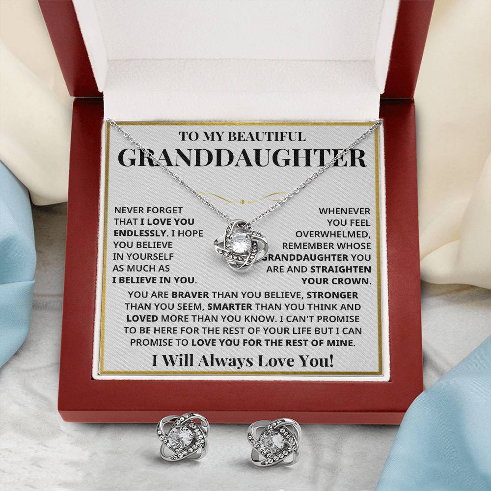 Granddaughter - Always Love You Eternal Knot Necklace (w/FREE EARRINGS)