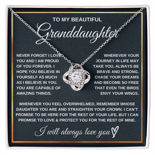 Granddaughter Love Protection Eternal Knot Keepsake (Free Shipping)