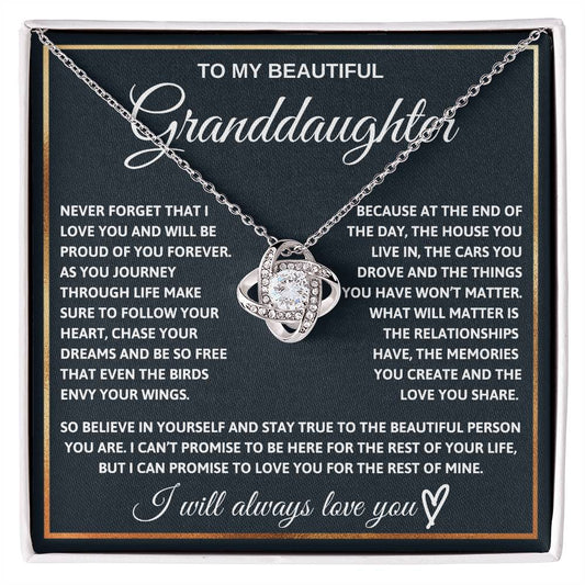 Granddaughter - Chase Your Dreams - Eternal Knot Necklace