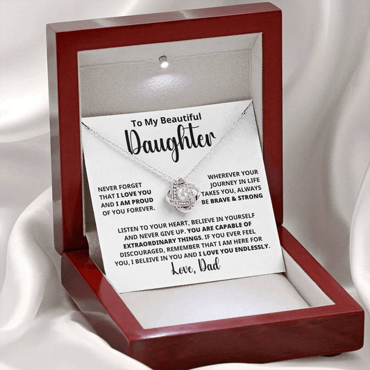 Daughter - Capable Of Extraordinary Things - Eternal Knot Necklace (Free Shipping)