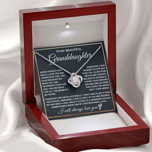 Granddaughter Keepsake - Joy & Happiness - Eternal Knot Necklace