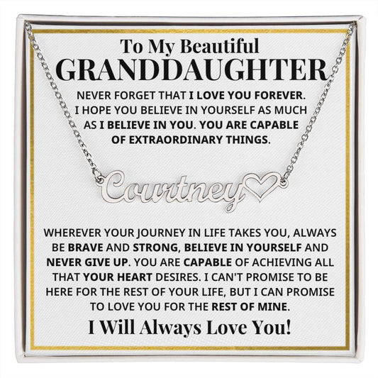 My Granddaughter - Strong & Courageous Custom Name Keepsake (FREE SHIPPING)