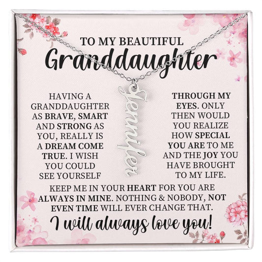 Granddaughter Always In My Heart Custom Name Necklace