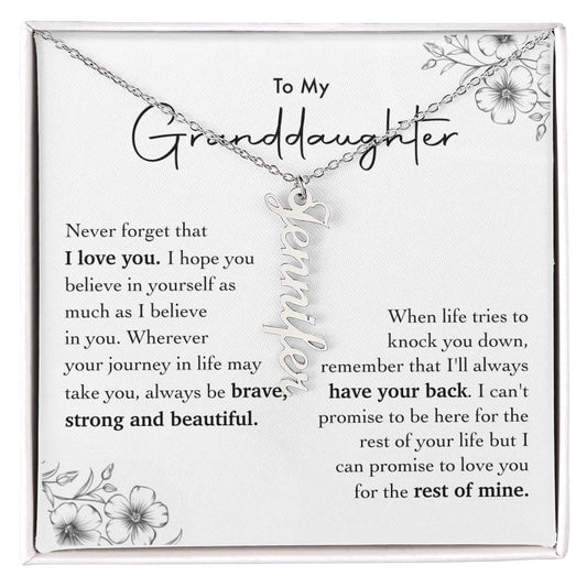 Granddaughter Brave Strong Beautiful Custom Name Necklace