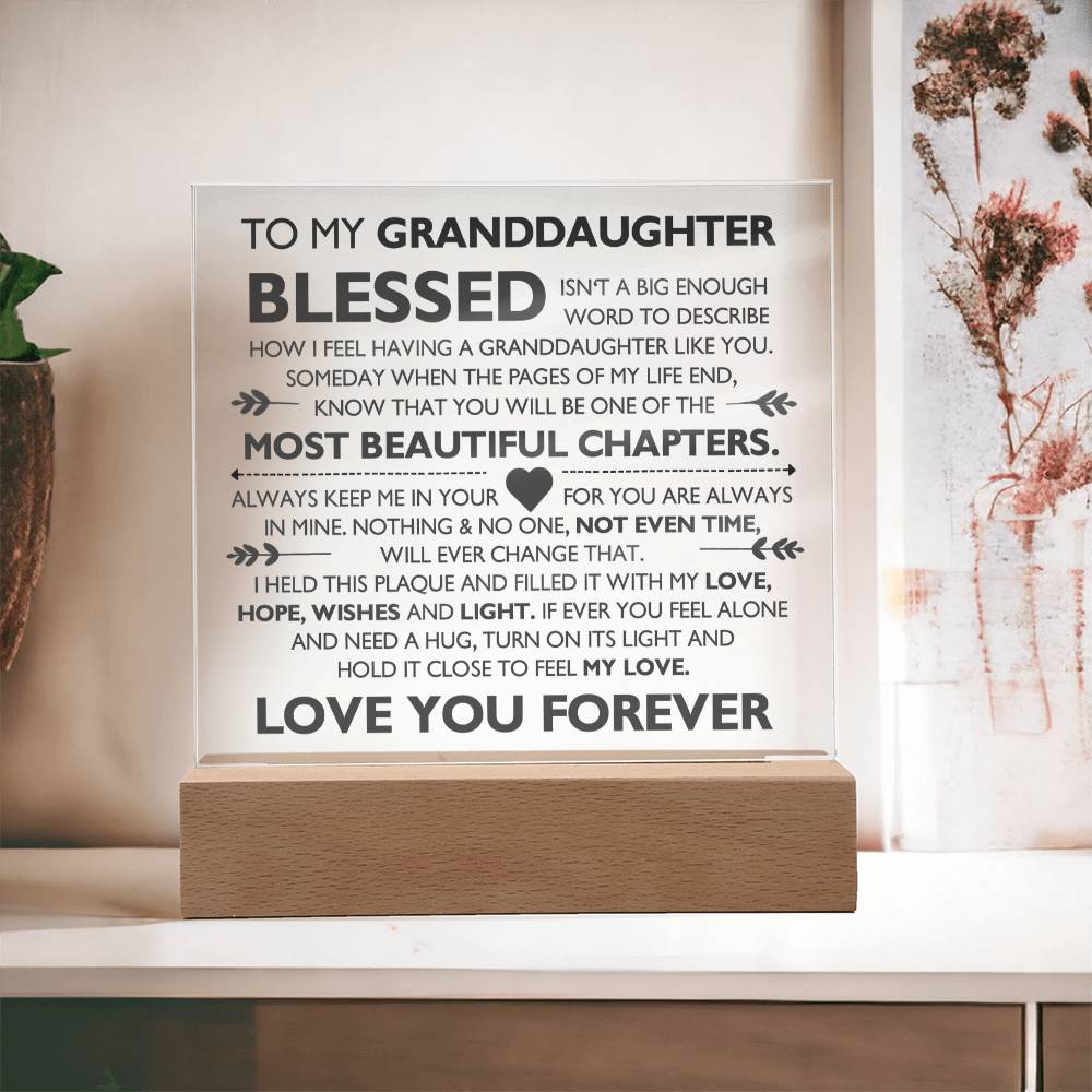 Granddaughter - Most Beautiful Chapter - Light Up Acrylic Plaque