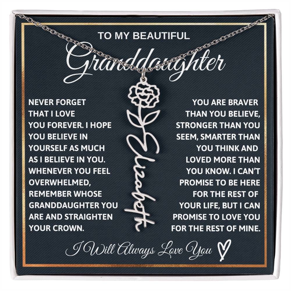 Granddaughter - Always Love You - Custom Name Birth Month Necklace