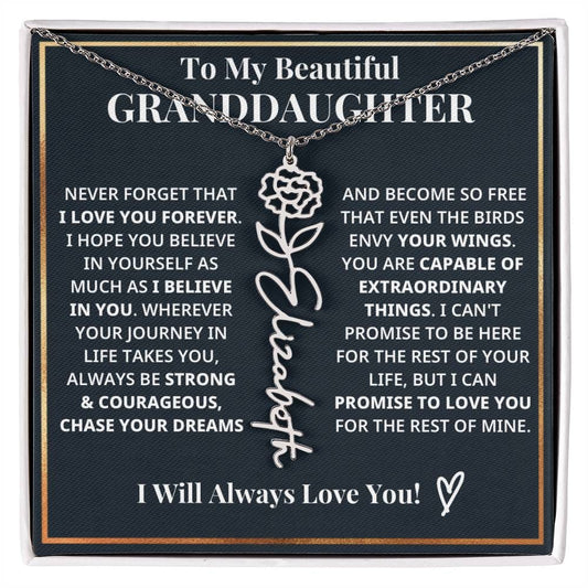 My Granddaughter - Strong Courageous Personalized Flower Name Necklace