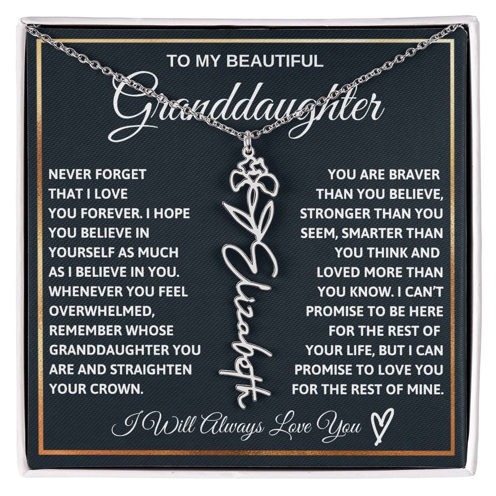 Granddaughter - Always Love You - Custom Name Birth Month Necklace