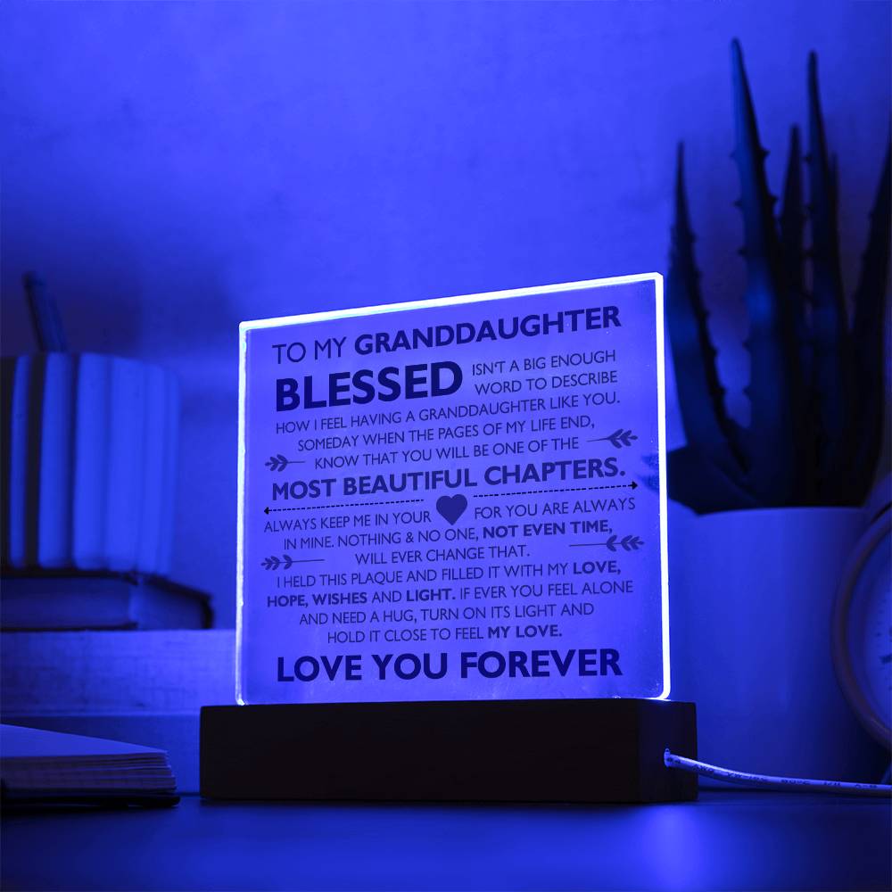 Granddaughter - Most Beautiful Chapter - Light Up Acrylic Plaque