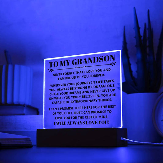 Grandson - Capable Of Extraordinary Things - Light Up Plaque Keepsake