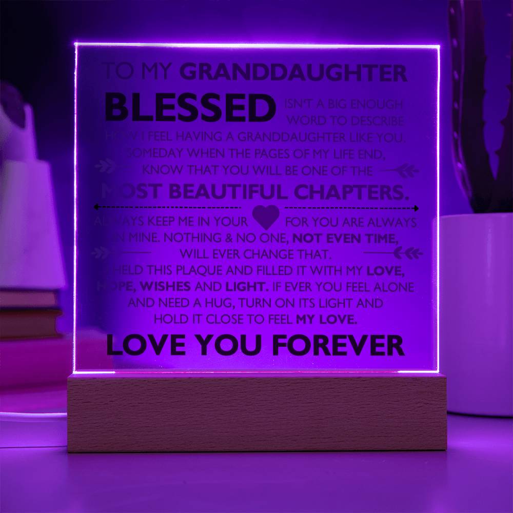 Granddaughter - Most Beautiful Chapter - Light Up Acrylic Plaque