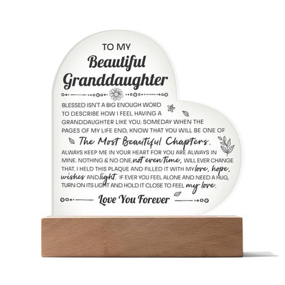 Granddaughter - Blessed - Light Up Acrylic Heart Plaque