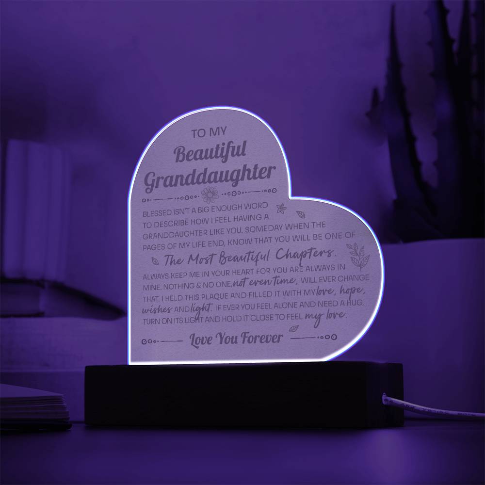 Granddaughter - Blessed - Light Up Acrylic Heart Plaque