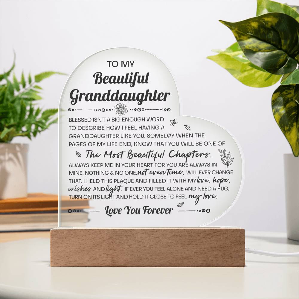 Granddaughter - Blessed - Light Up Acrylic Heart Plaque