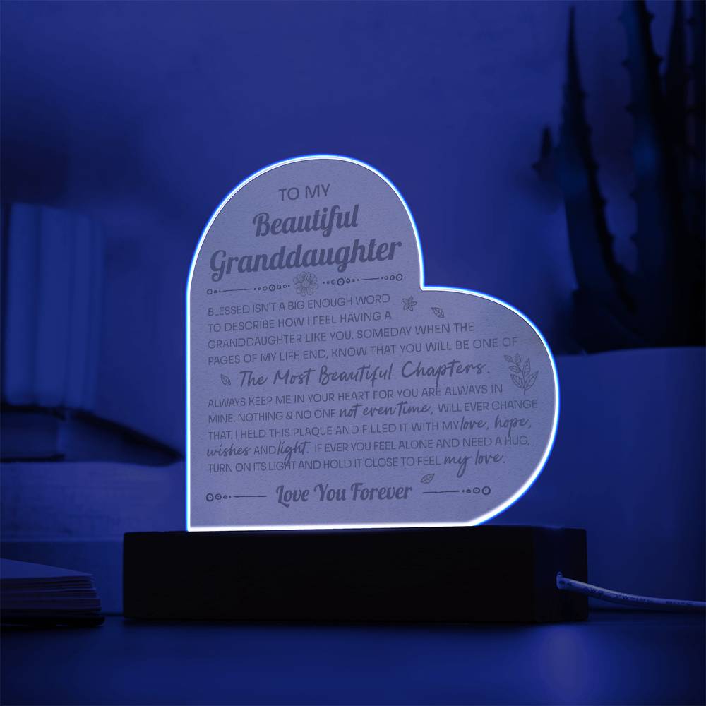 Granddaughter - Blessed - Light Up Acrylic Heart Plaque